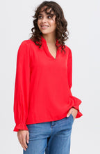 Poinsettia Satin Touch Ruffled Blouse