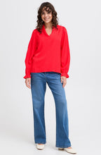 Poinsettia Satin Touch Ruffled Blouse