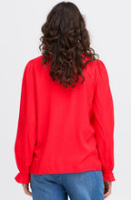 Poinsettia Satin Touch Ruffled Blouse