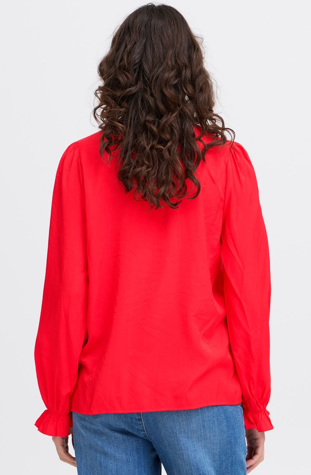 Poinsettia Satin Touch Ruffled Blouse