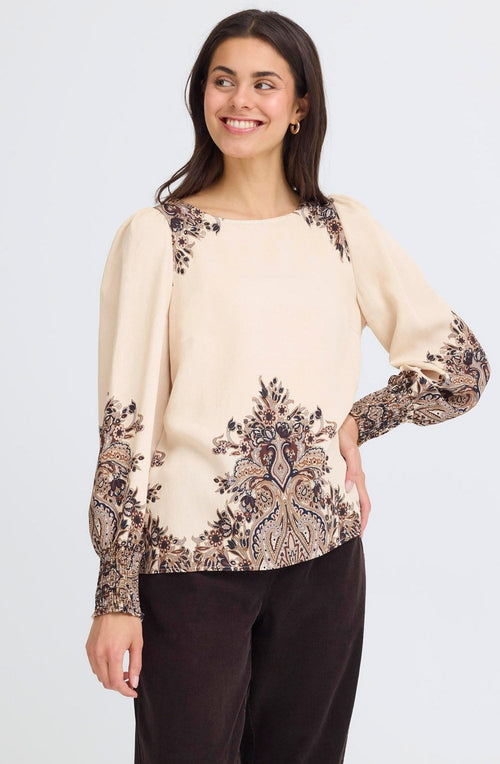 Pumicestone Beige Paisley Blouse