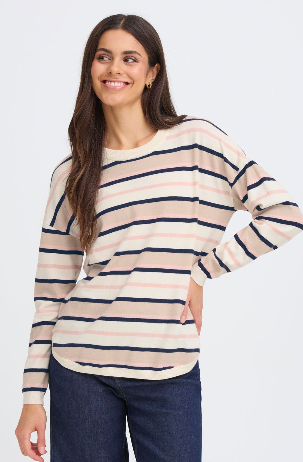 Rose Smoke and Navy Striped Melani Pullover