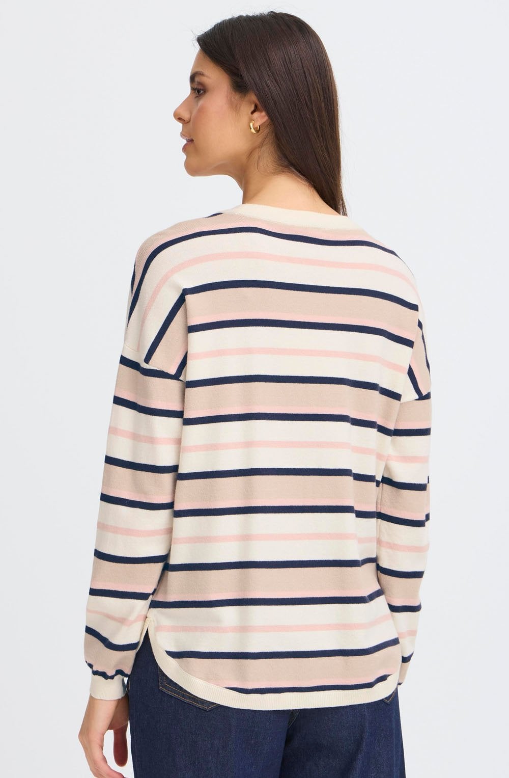 Rose Smoke and Navy Striped Melani Pullover
