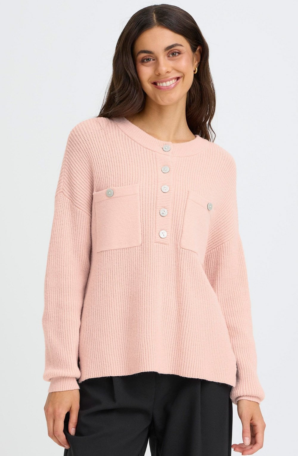 Rose Smoke Half Button Pullover