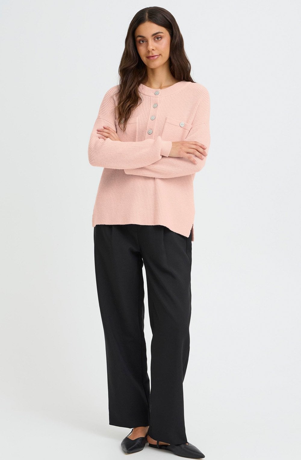 Rose Smoke Half Button Pullover