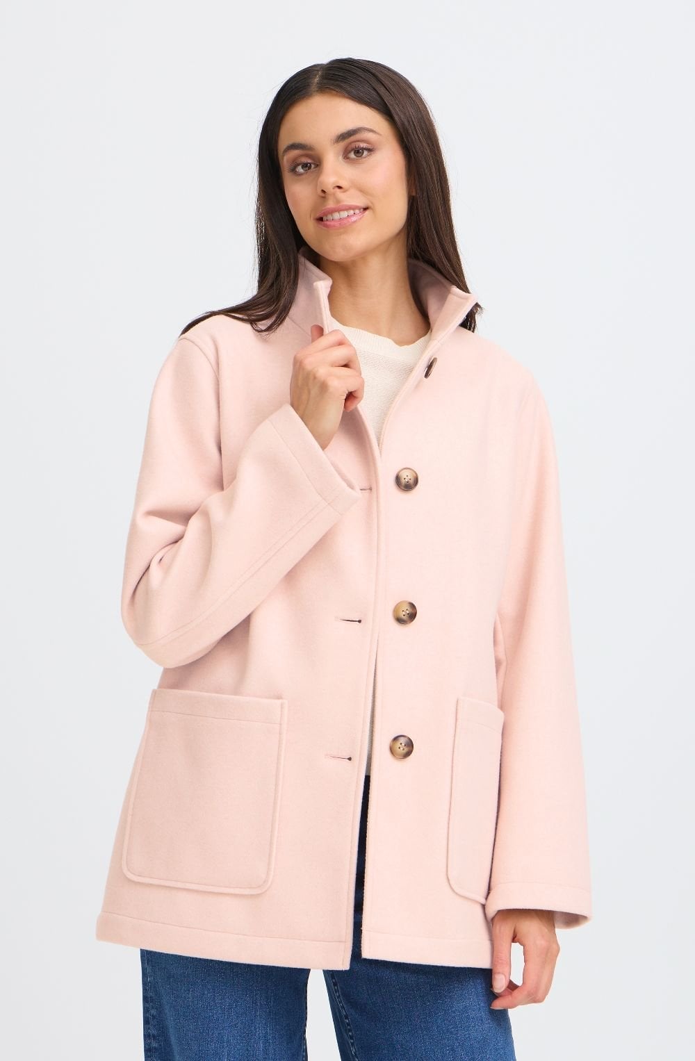 Rose Smoke High Collar Willa Coat