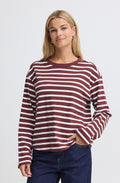 Rum Raisin and White Striped Weighted Jersey Top