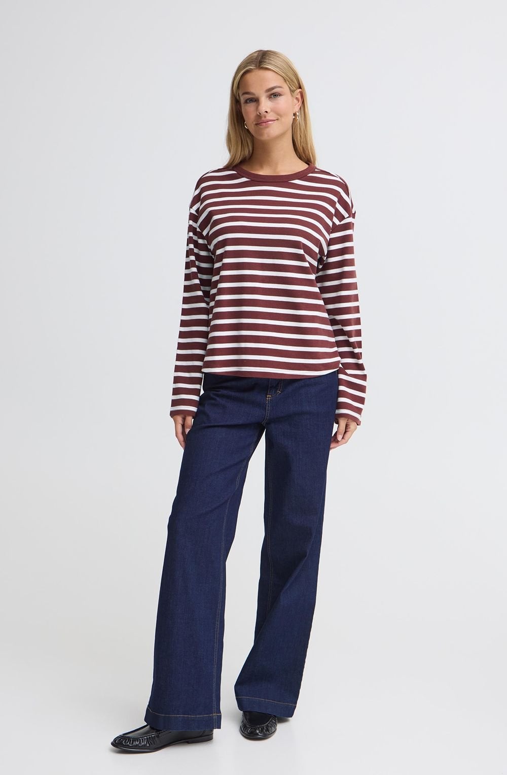 Rum Raisin and White Striped Weighted Jersey Top