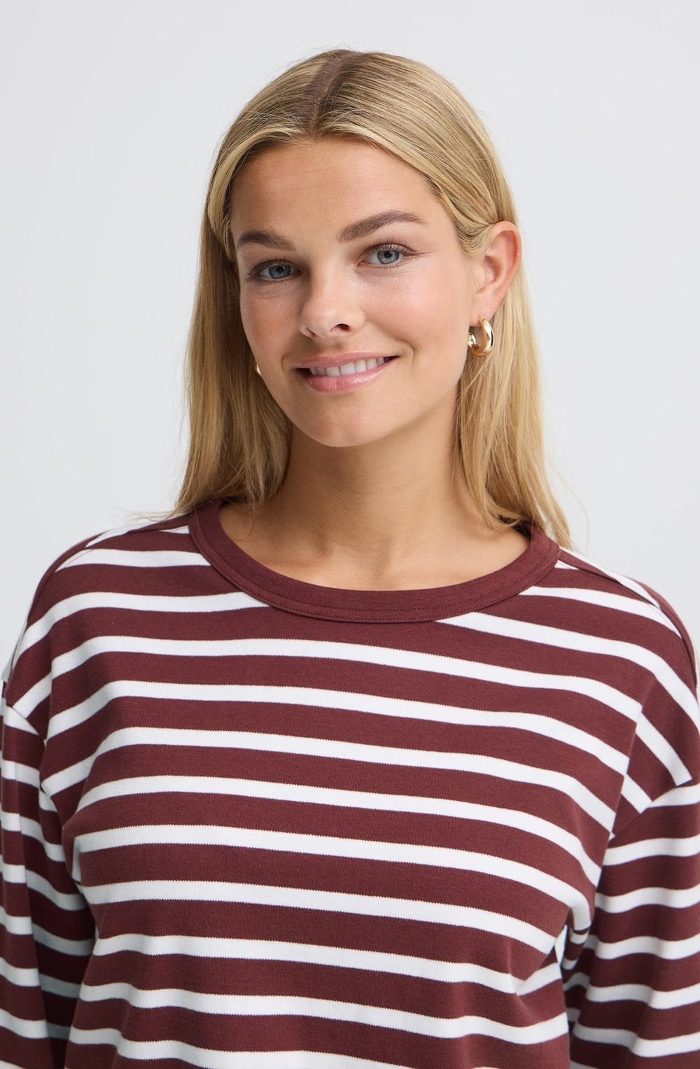 Rum Raisin and White Striped Weighted Jersey Top