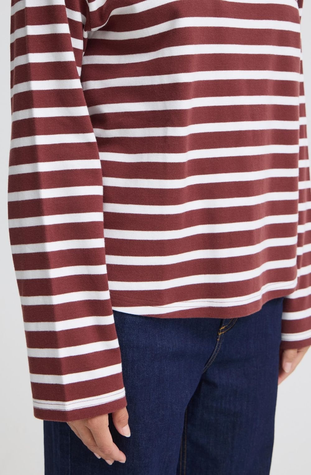 Rum Raisin and White Striped Weighted Jersey Top