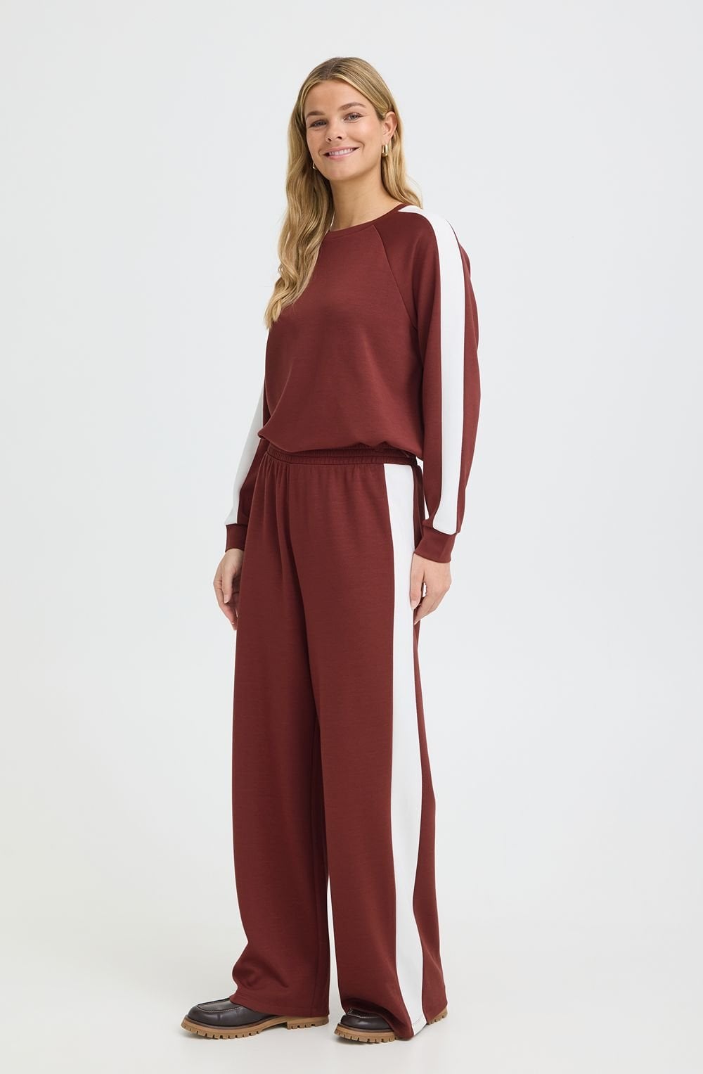 Rum Raisin Luxury Jersey Wide Leg Trousers