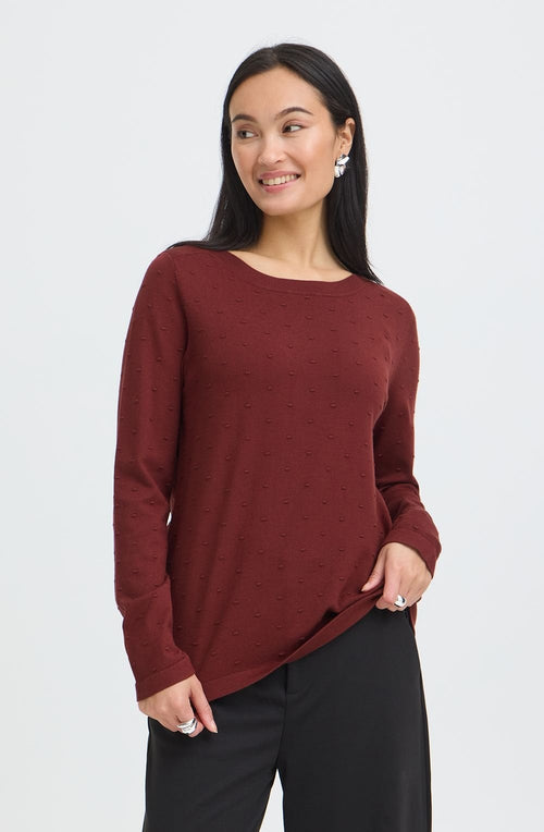 Rum Raisin Textured Fine Knit Jumper