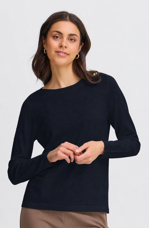 Salute Navy Textured Fine Knit Jumper