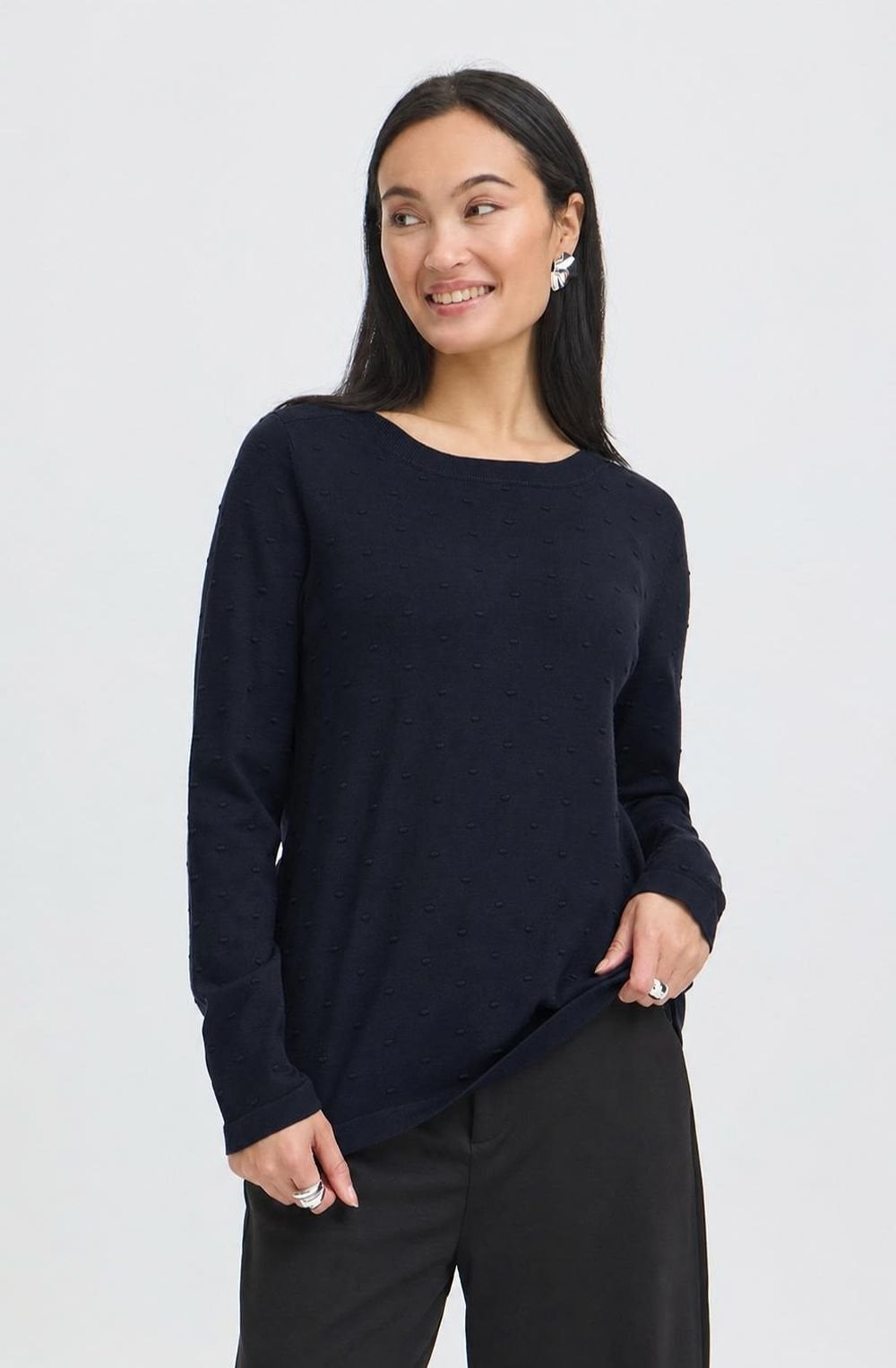 Salute Navy Textured Fine Knit Jumper
