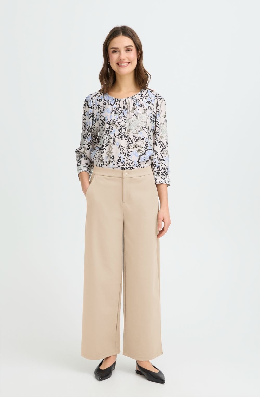 Savannah Tan Wide Leg Ankle Length Trousers