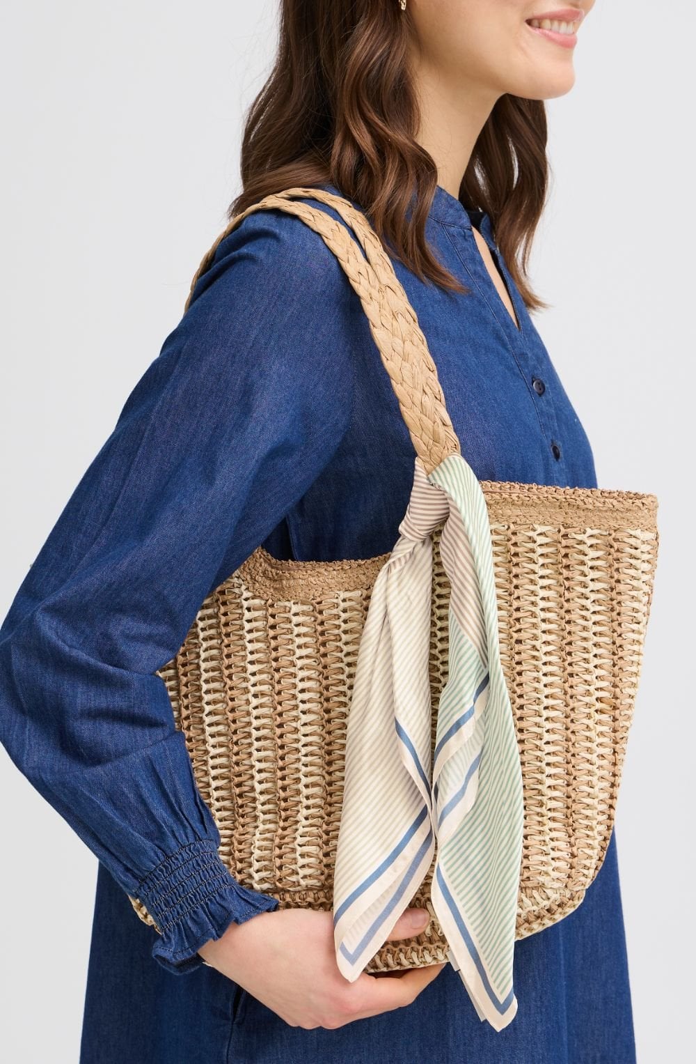 Silla Silk Check Creme De Menthe Square Scarf