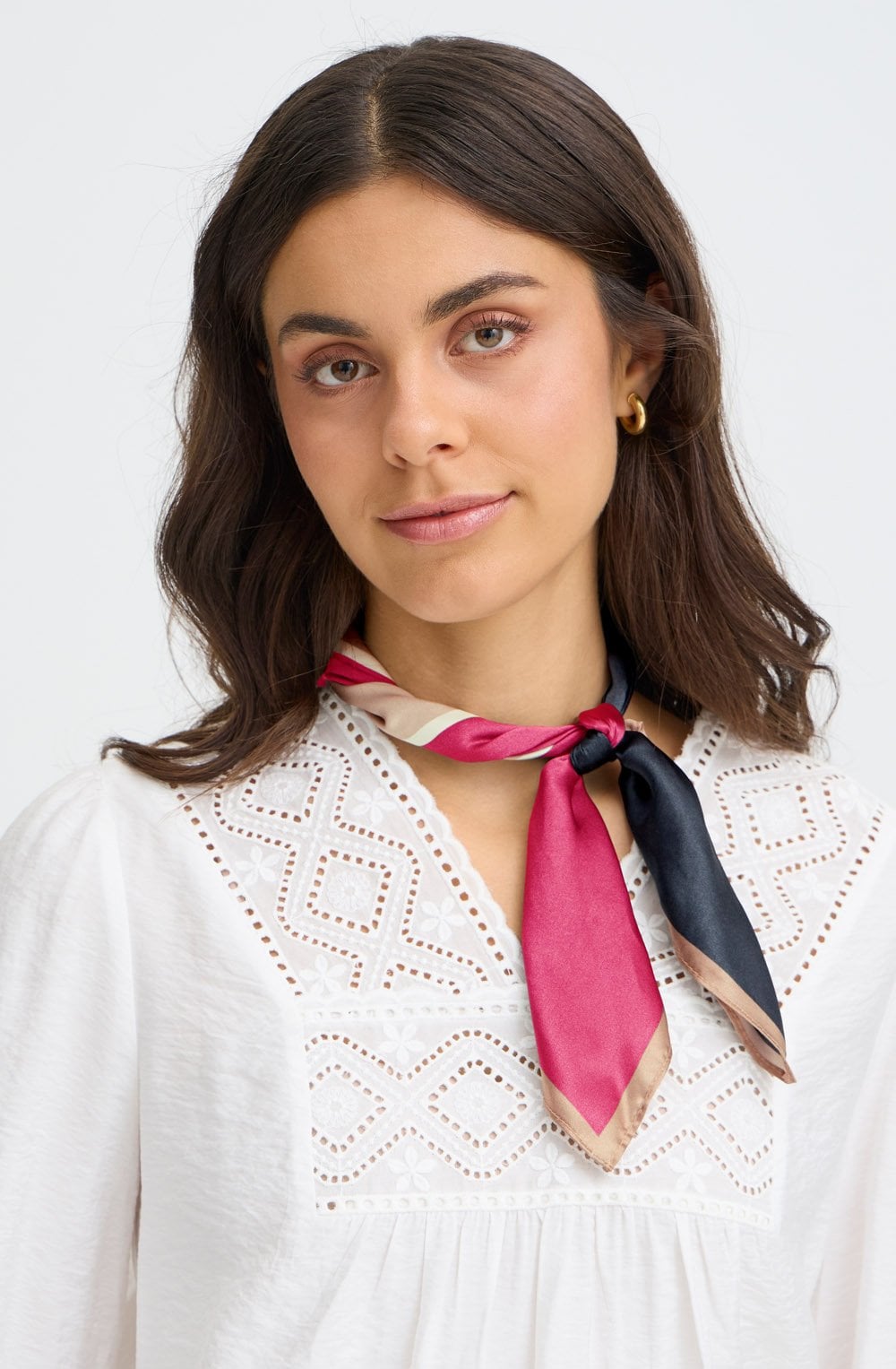 Silla Silk Check Syrah Red Square Scarf