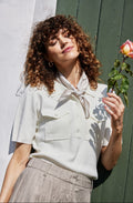 Silla Silk Cream and Brown Square Scarf