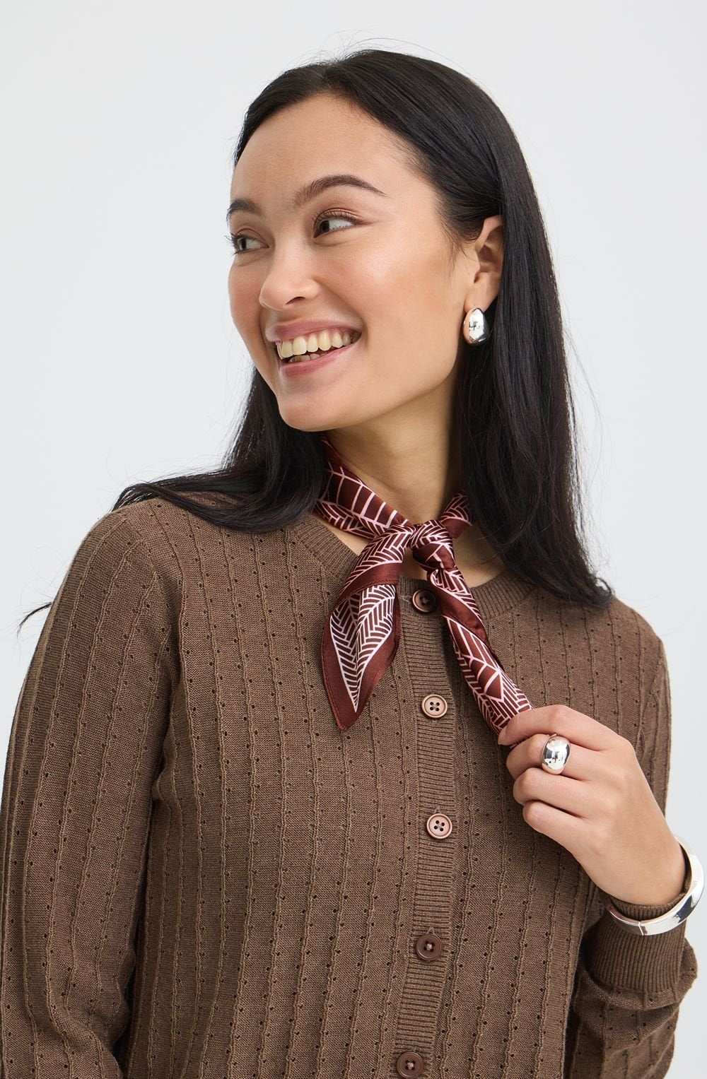 Silla Silk Rum Raisin with Rose Shadow Square Scarf