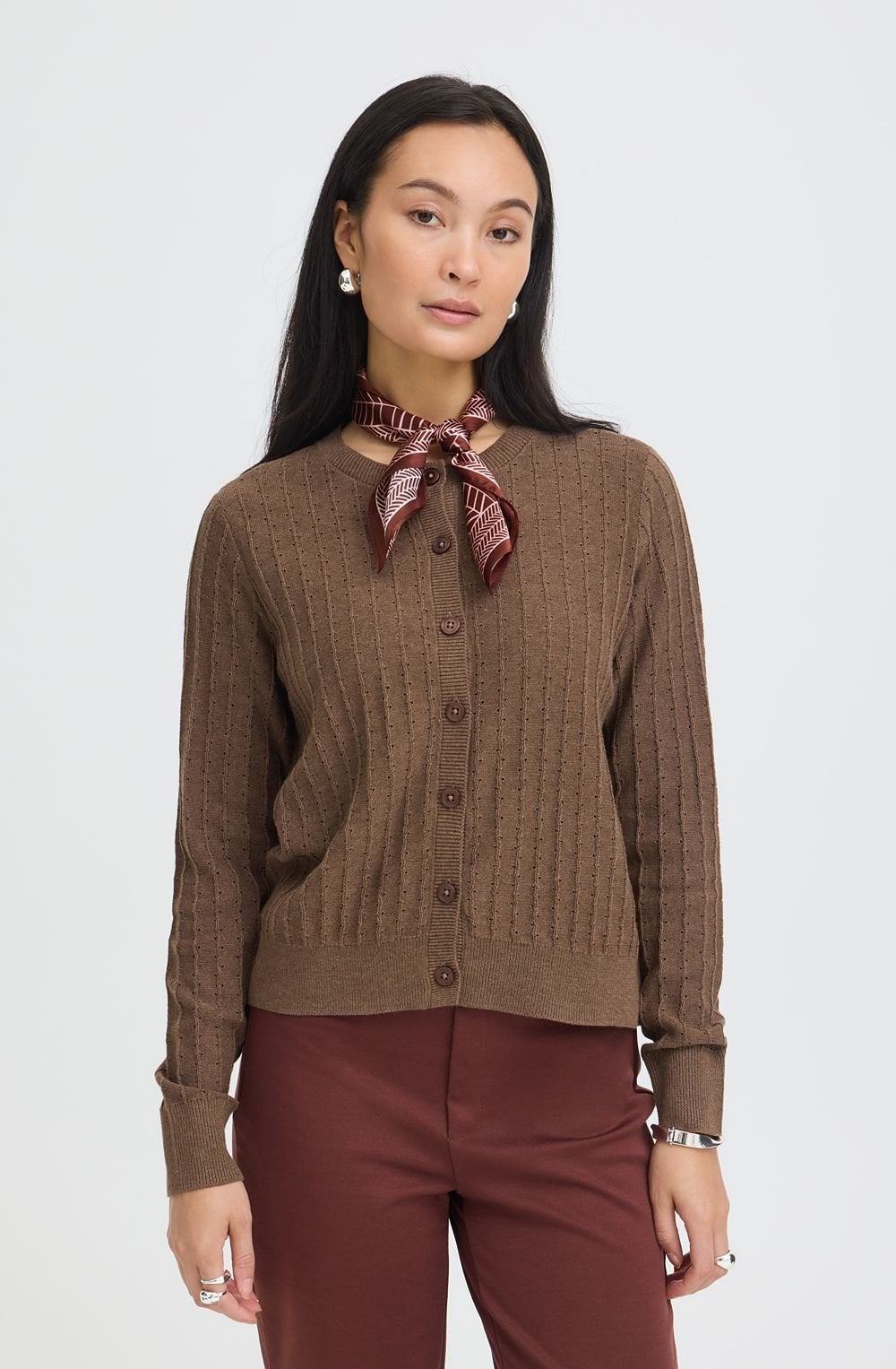 Silla Silk Rum Raisin with Rose Shadow Square Scarf