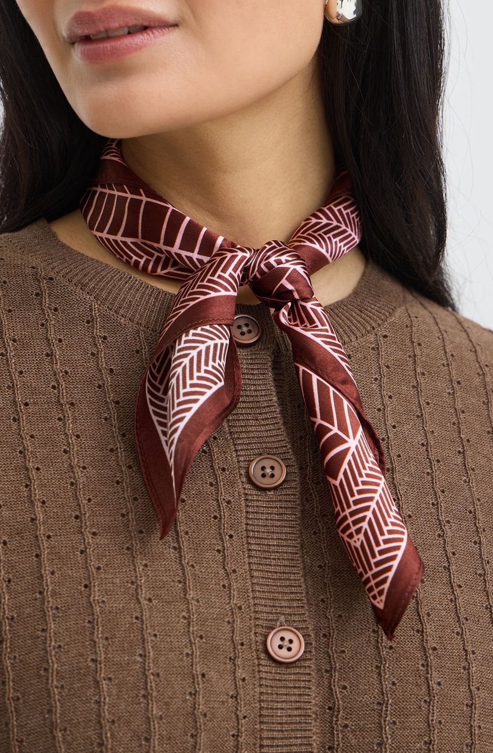 Silla Silk Rum Raisin with Rose Shadow Square Scarf