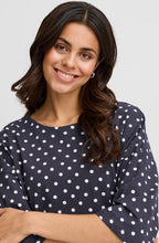 Snow White and Navy Polka Dot Top