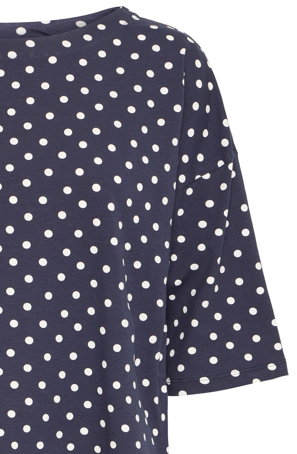 Snow White and Navy Polka Dot Top
