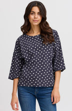 Snow White and Navy Polka Dot Top