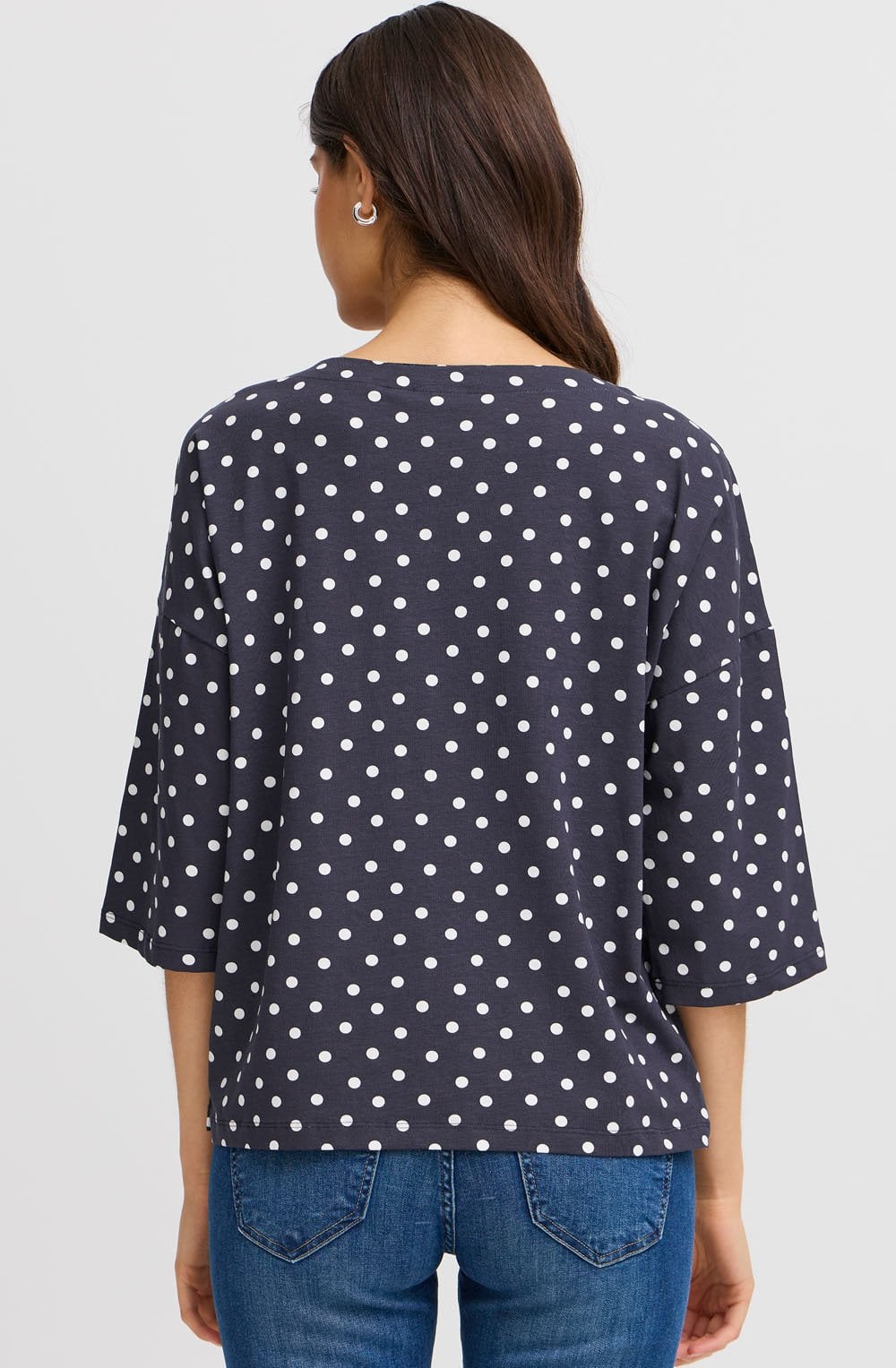 Snow White and Navy Polka Dot Top