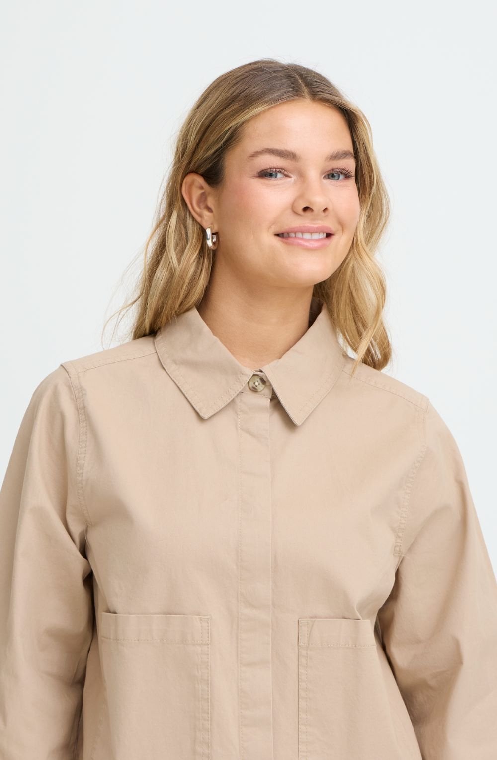 Tan Shortened Relaxed Shirt