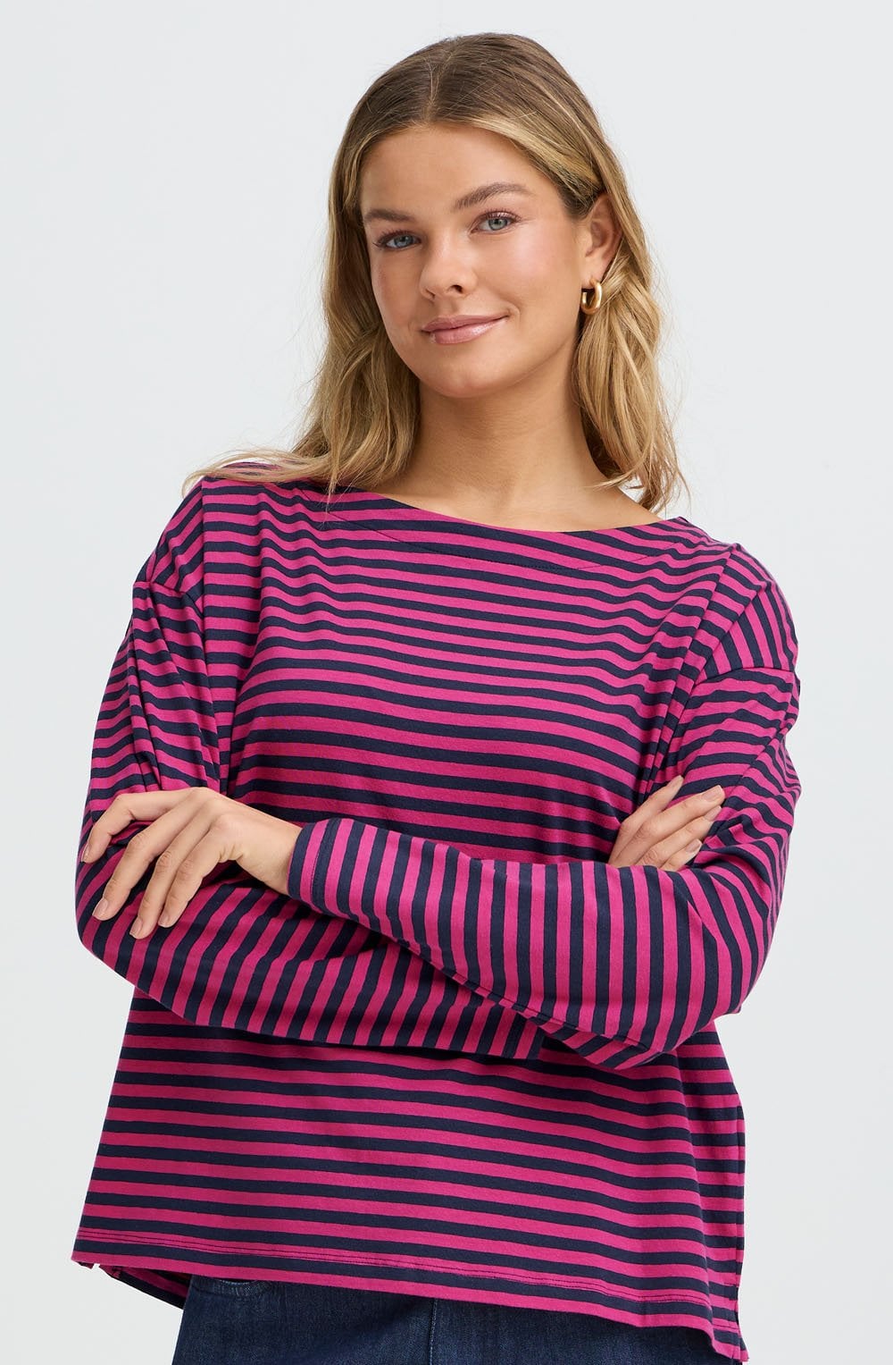 Very Berry and Navy Striped Siva Top