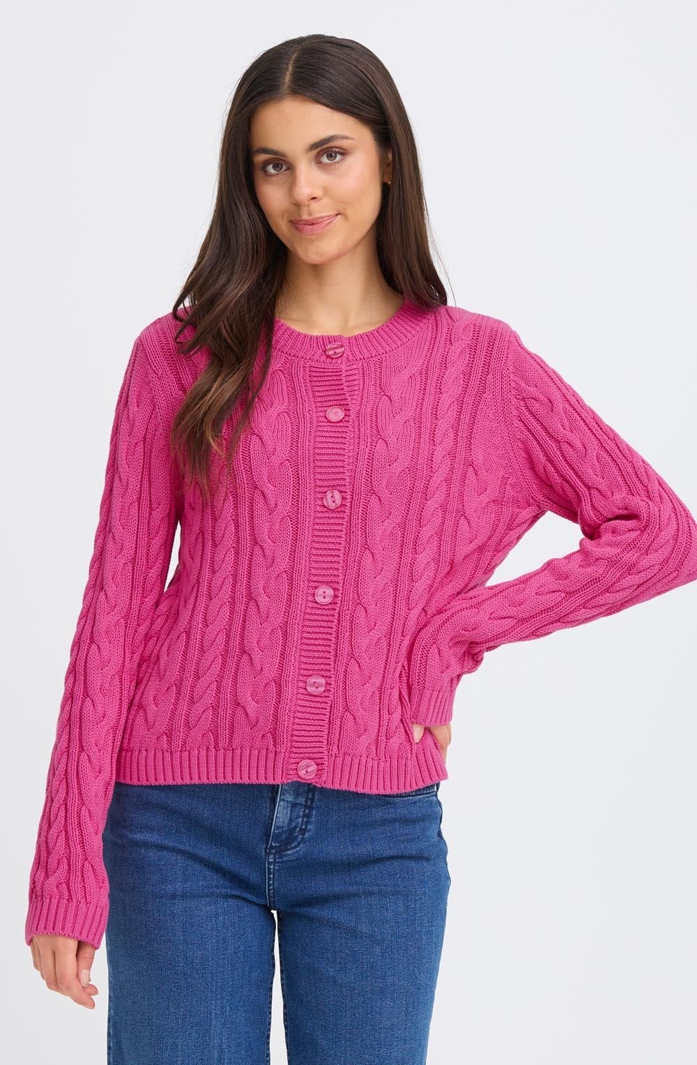 Very Berry Vivian Cable Knit Cardigan