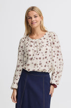 Whisper White and Rum Raisin Floral Blouse