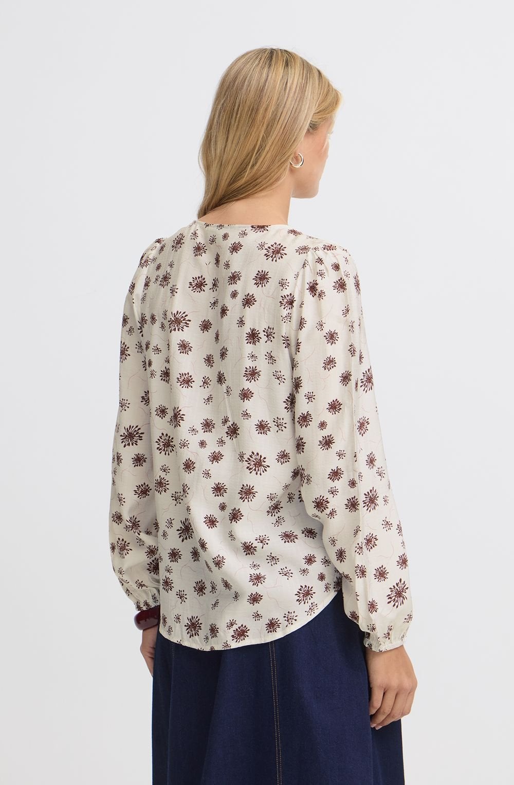 Whisper White and Rum Raisin Floral Blouse