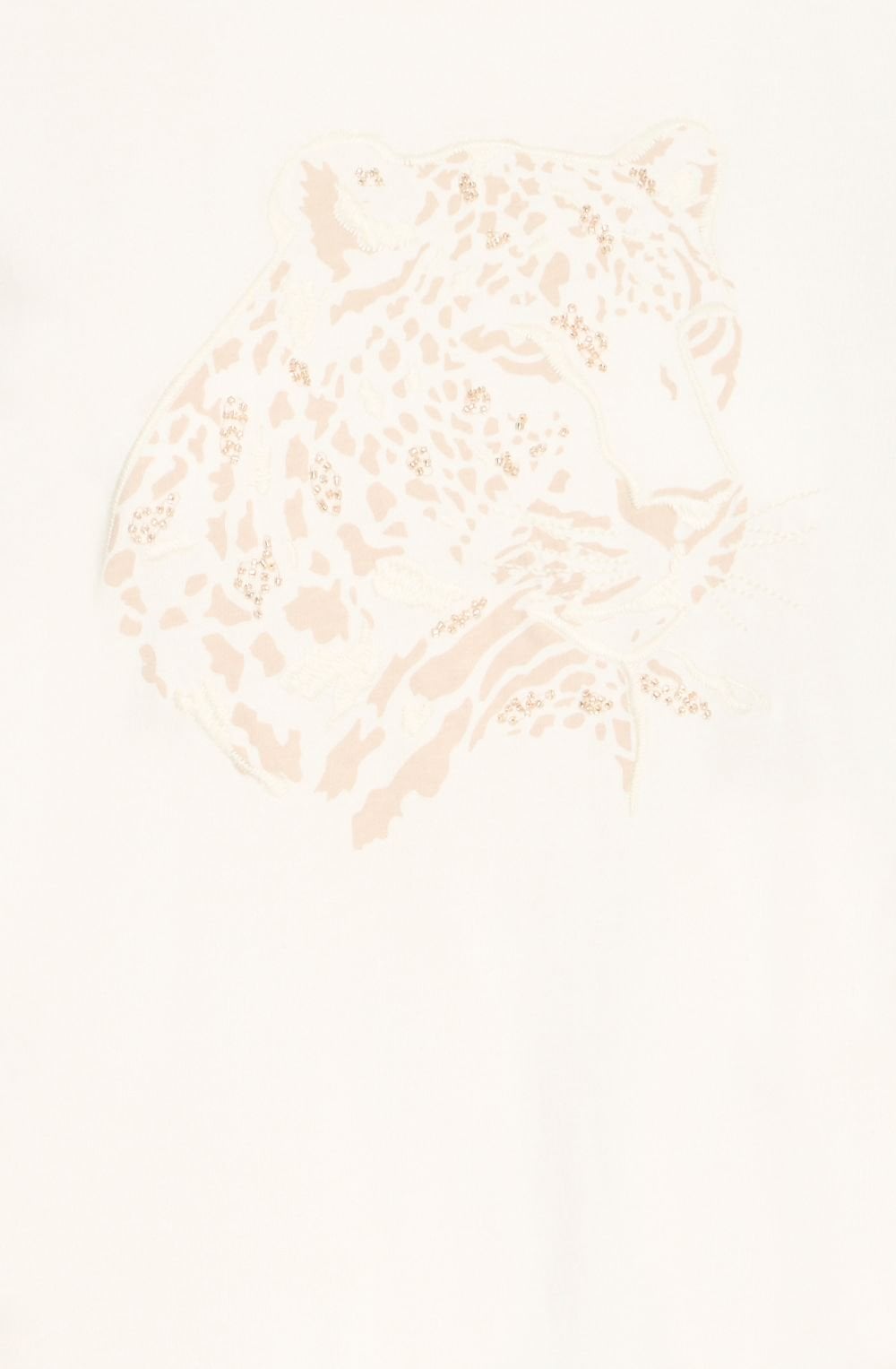 Whisper White Beige Leopard Embroidered T Shirt