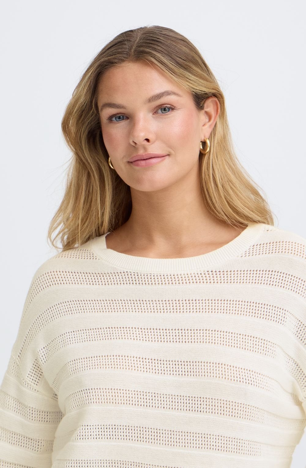 Whisper White Knitted Stripe Relaxed