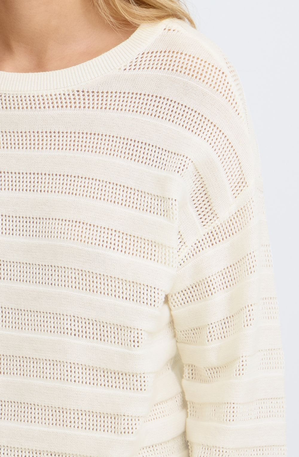 Whisper White Knitted Stripe Relaxed