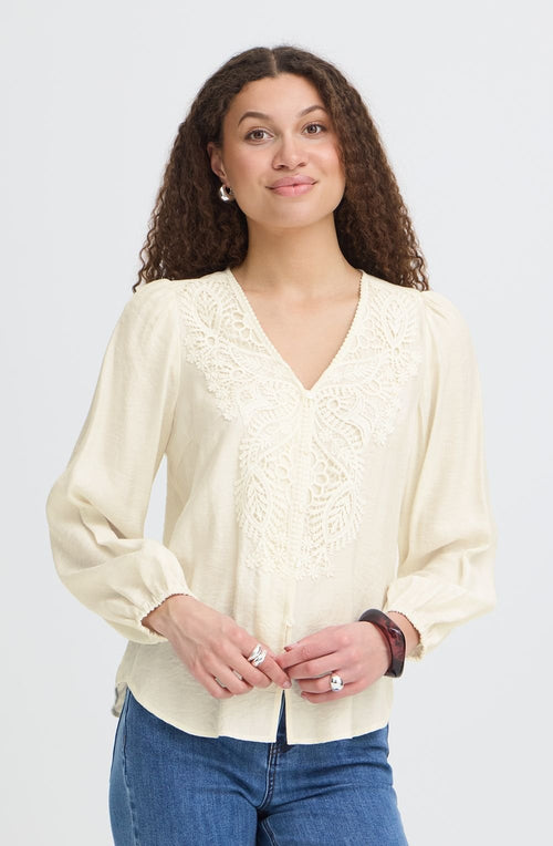Whisper White Lace Overlay Blondie Blouse