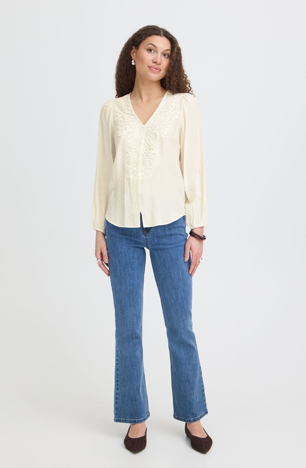 Whisper White Lace Overlay Blondie Blouse