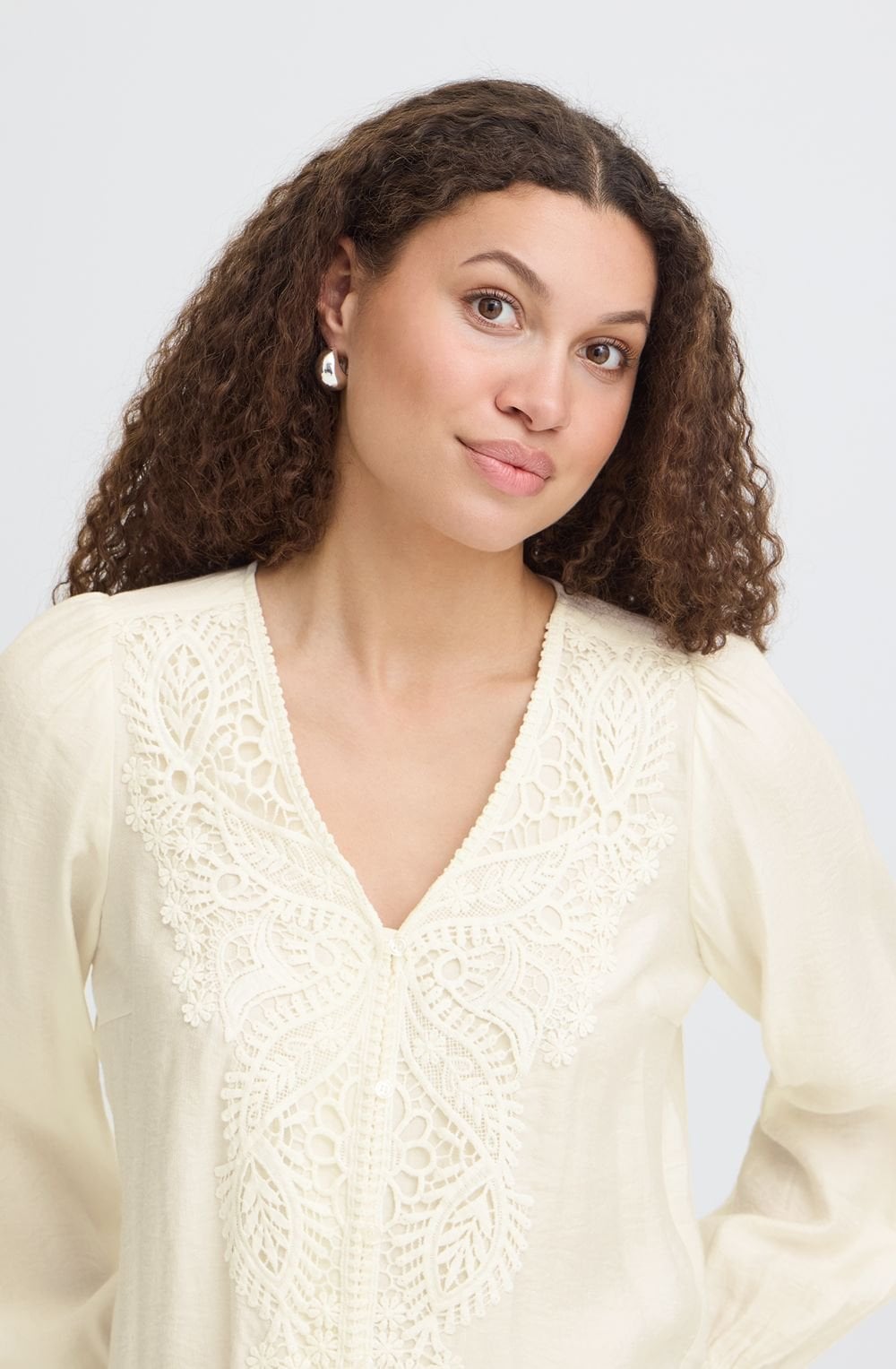 Whisper White Lace Overlay Blondie Blouse