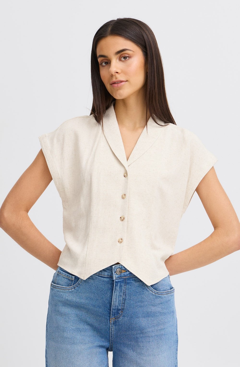 Whisper White Linen Blend Shirt