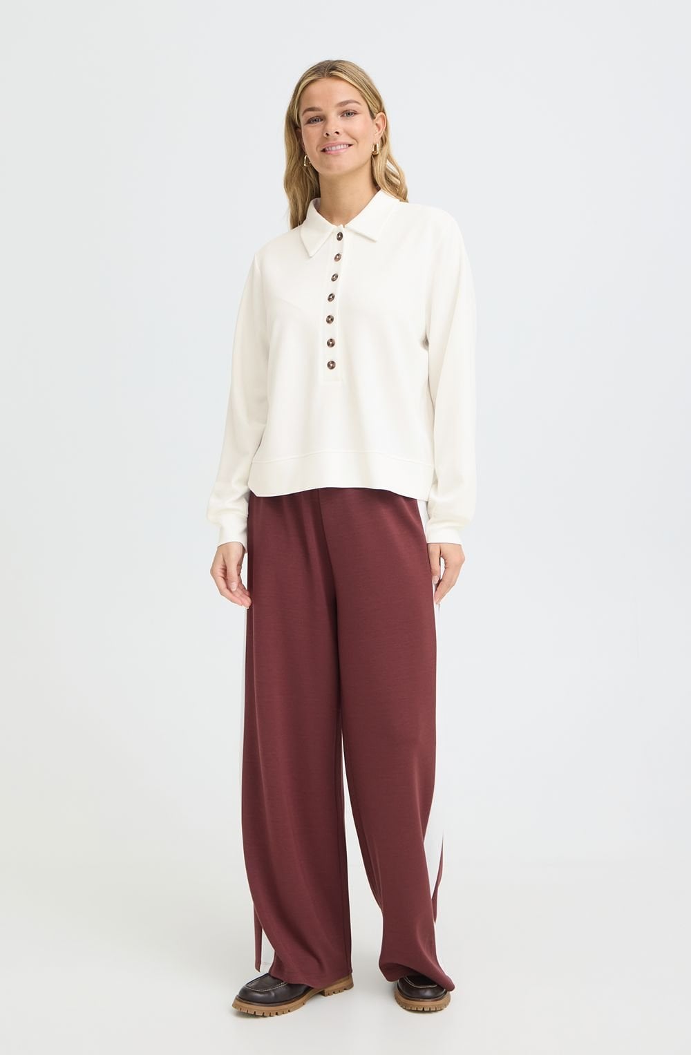 Whisper White Luxury Jersey Collared Top