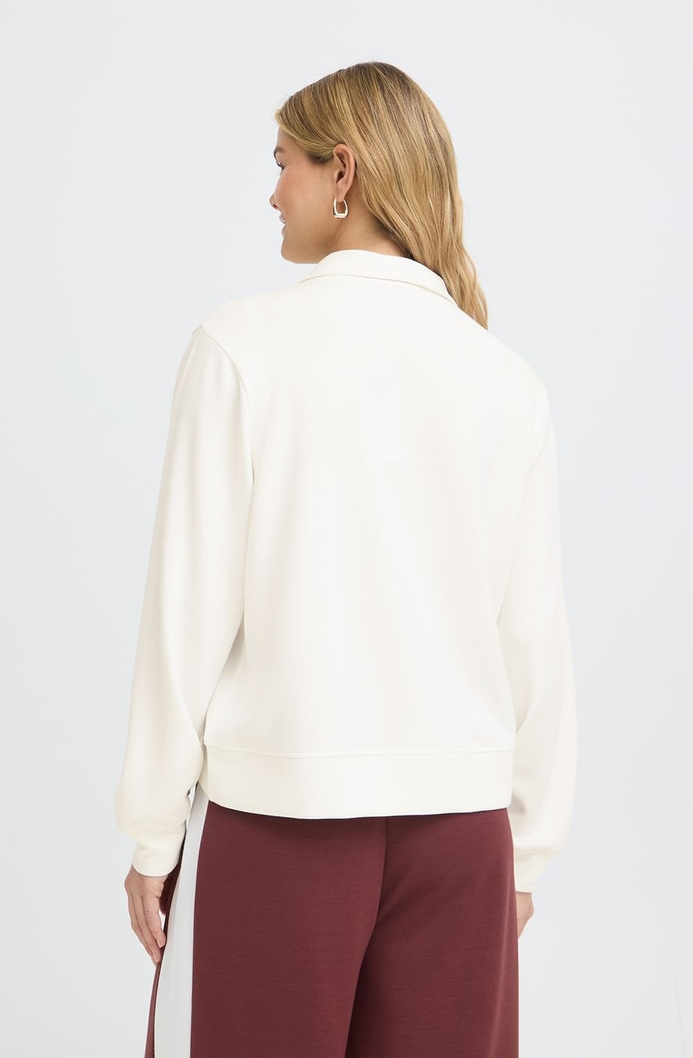 Whisper White Luxury Jersey Collared Top