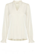 Whisper White Satin Touch Ruffled Blouse