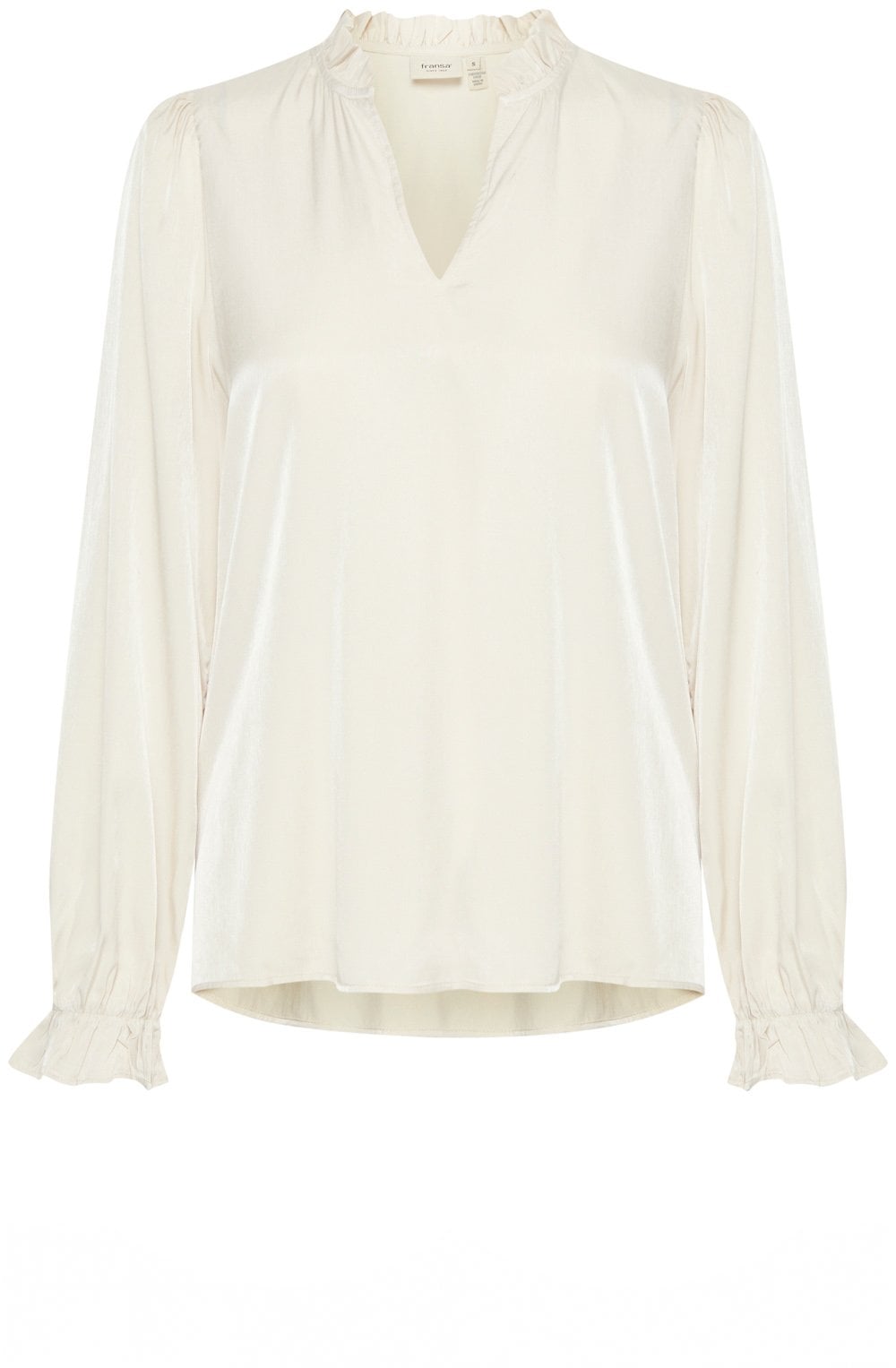 Whisper White Satin Touch Ruffled Blouse