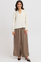 Whisper White Satin Touch Ruffled Blouse
