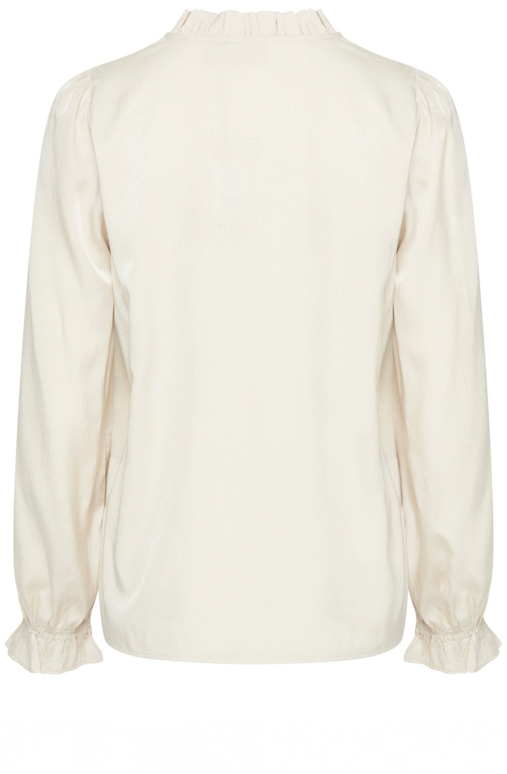 Whisper White Satin Touch Ruffled Blouse