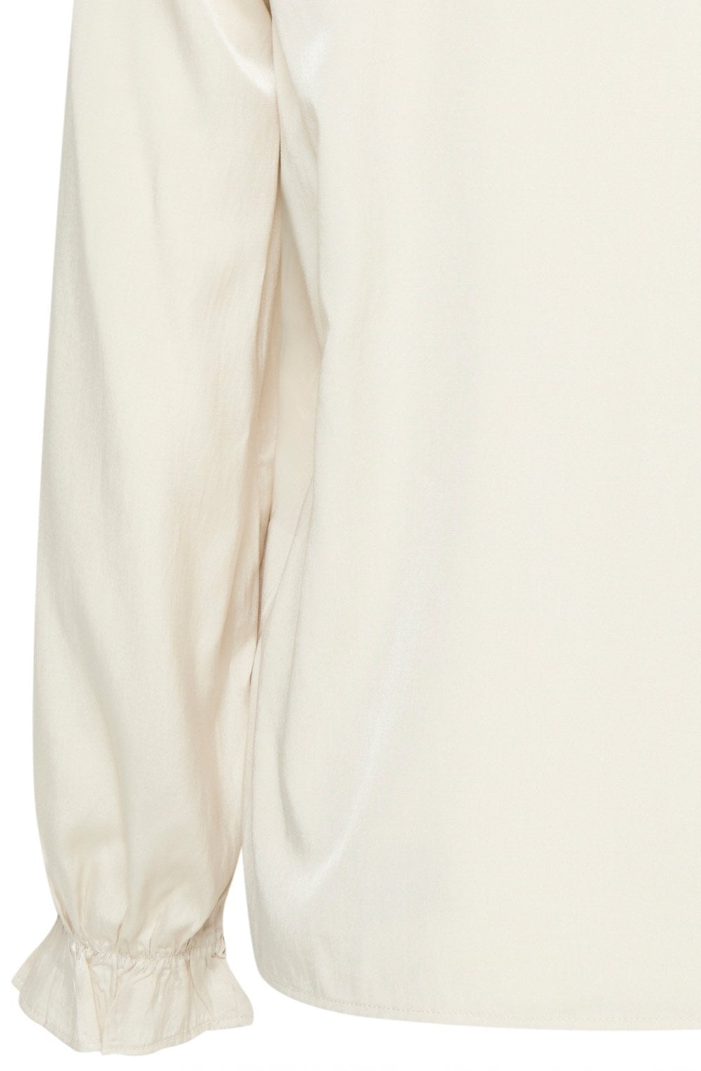 Whisper White Satin Touch Ruffled Blouse
