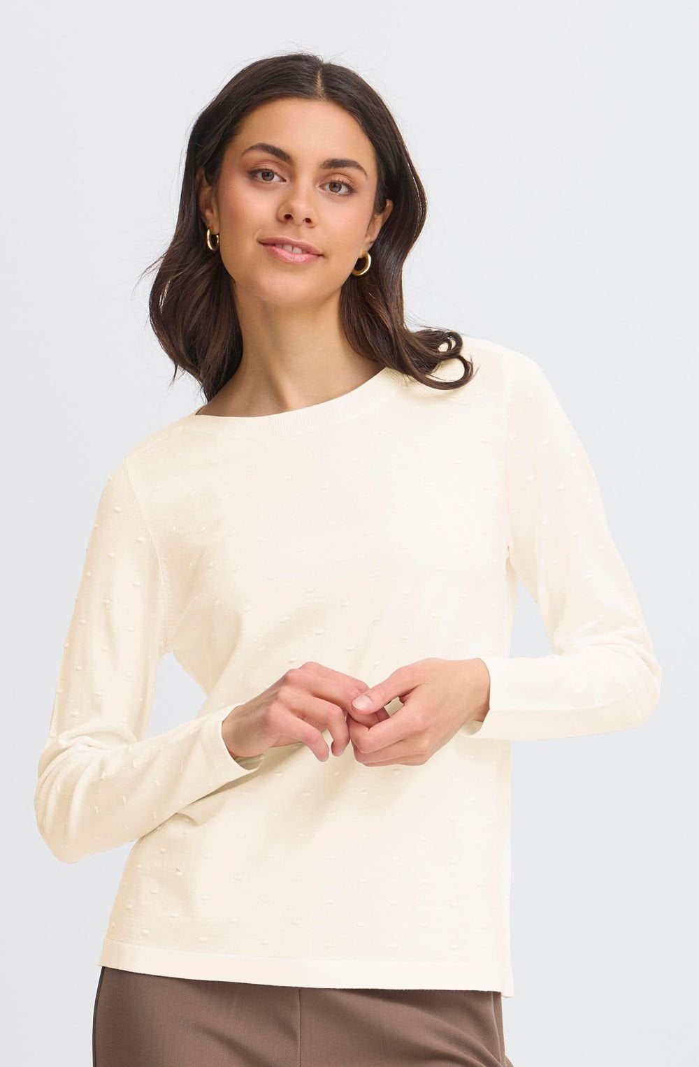 Whisper White Textured Fine Knit Jumper
