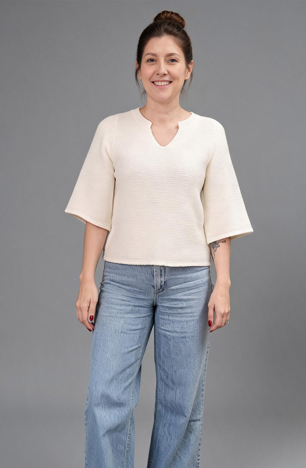 Whisper White V Neck Summer Pullover